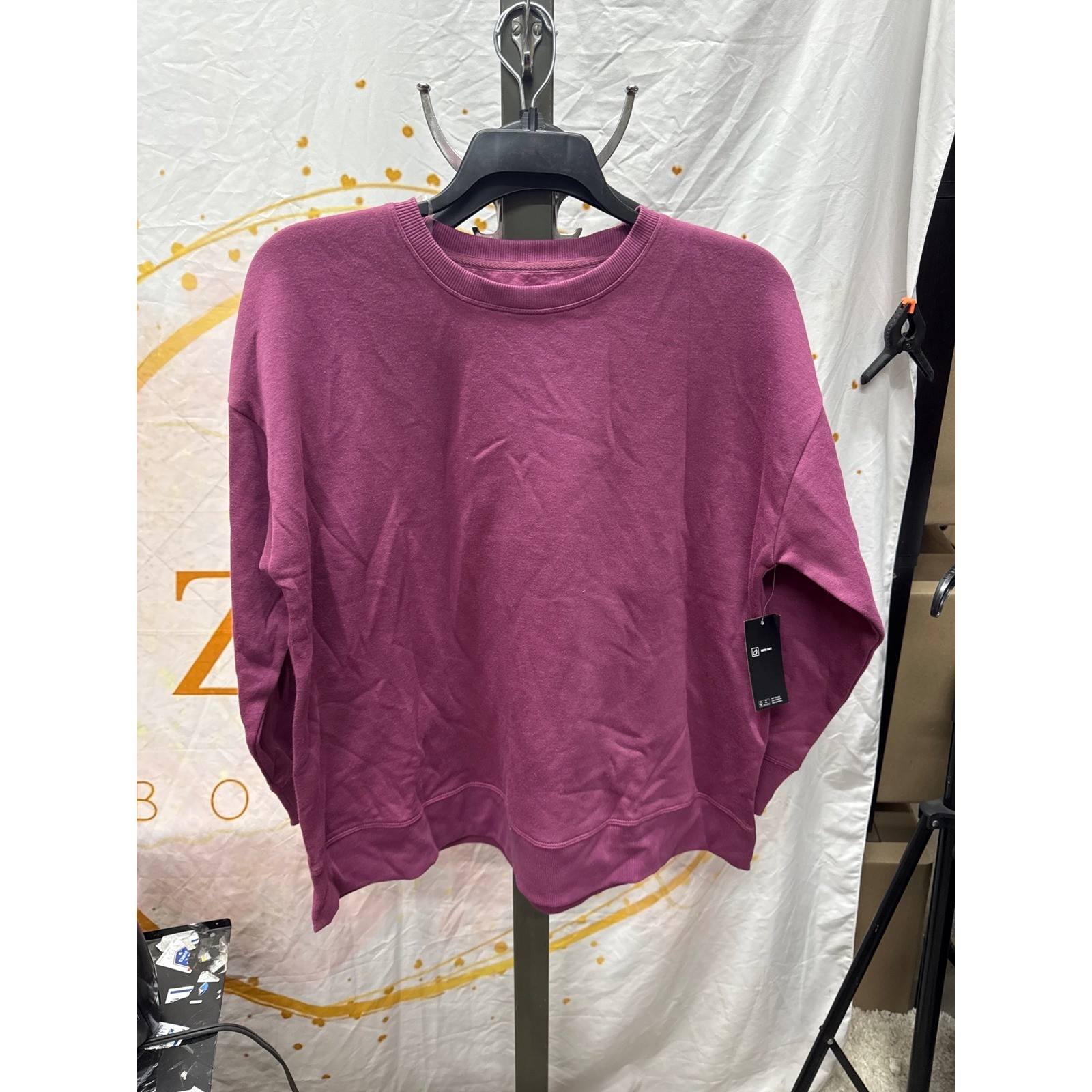 ID Ideology Plus Size Solid Crewneck Sweatshirt Violet Quartz 1X