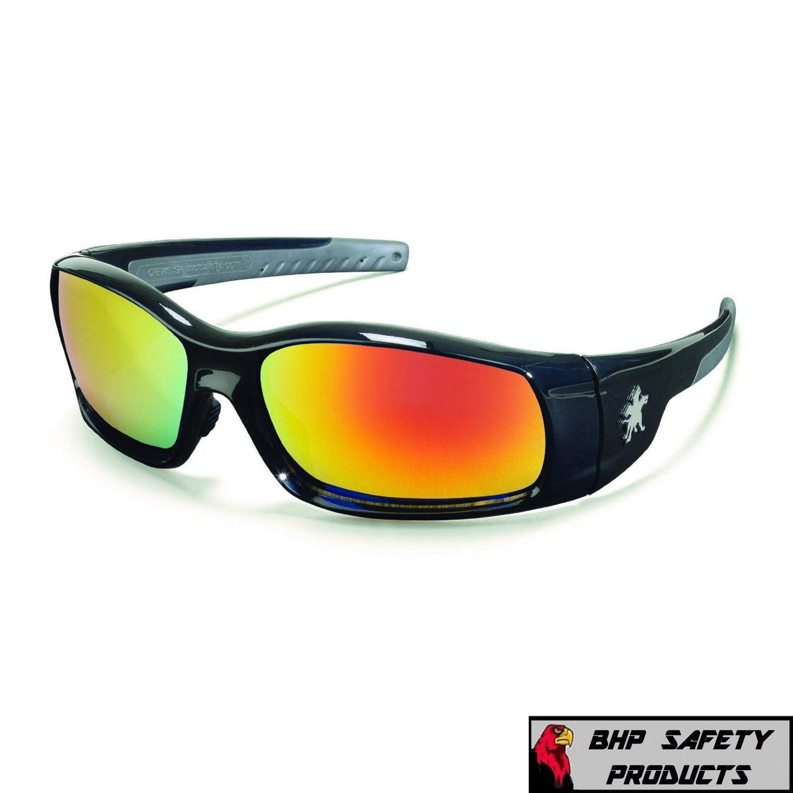 Crews SR11R MCR Swagger Safety Glasses Black Frame Fire Mirror Lens (1 Pair)