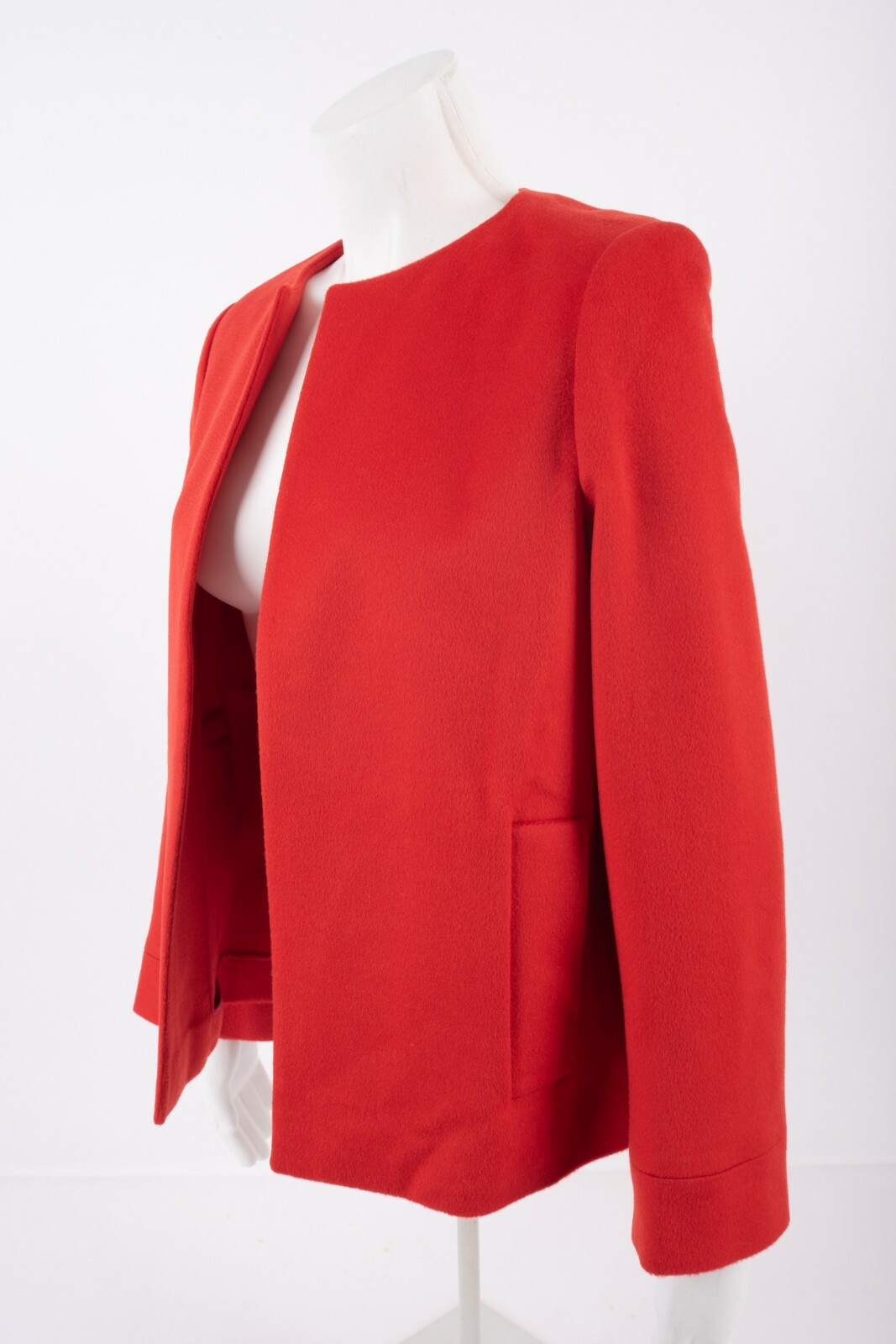 Massimo Dutti Womens Wool Blazer EU 36 US 4 Red Short Open Front 6414/581 NWT