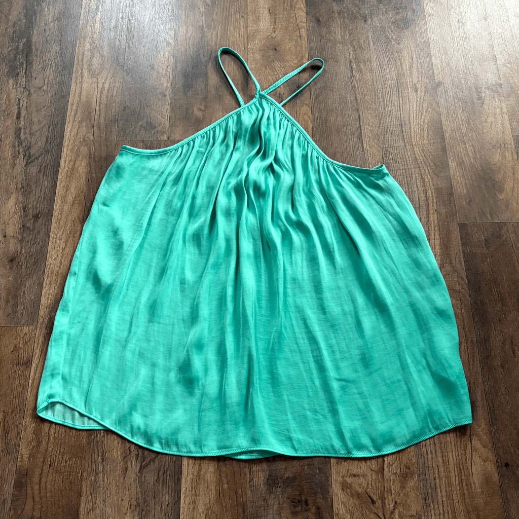 Naked Zebra L Turquoise Spaghetti Strap Halter Tank Top Preppy Artsy Boardwalk