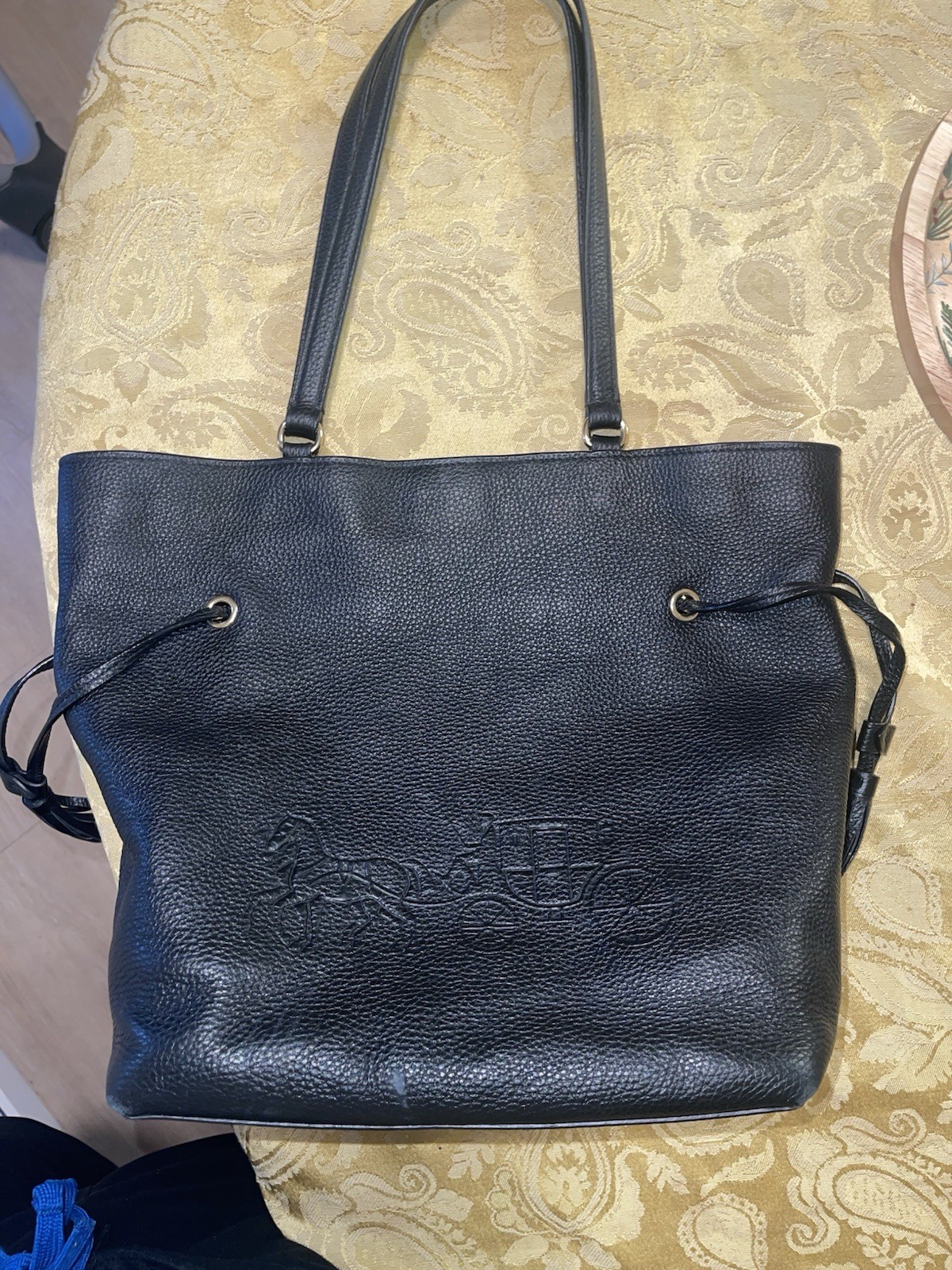COACH NY City Andy Tote Shoulder Bag Horse Carriage Black Leather