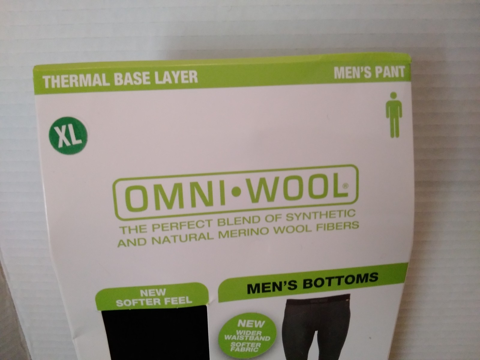Omni Wool Mens XL Wool Blend Base Layer Thermal Botton Pants Black