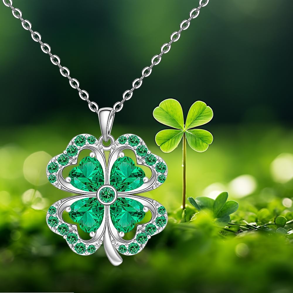 Talonior Shamrock Necklace St Patricks Day 0.86×0.9 inch, Green
