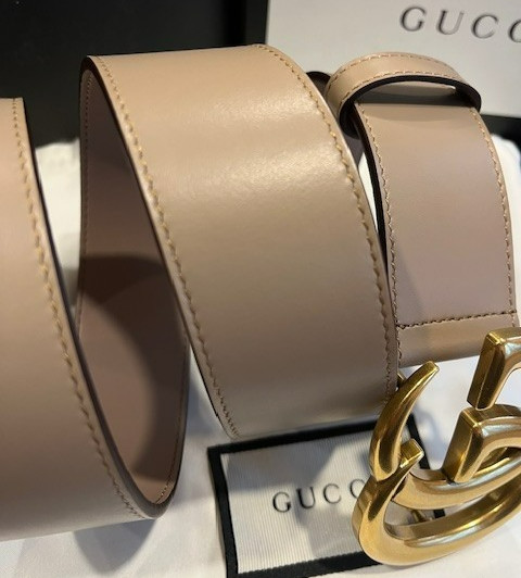 Gucci GG Buckle Women’s Dusty Pink Marmont Leather Belt size 80 cm Fits 26-28 W