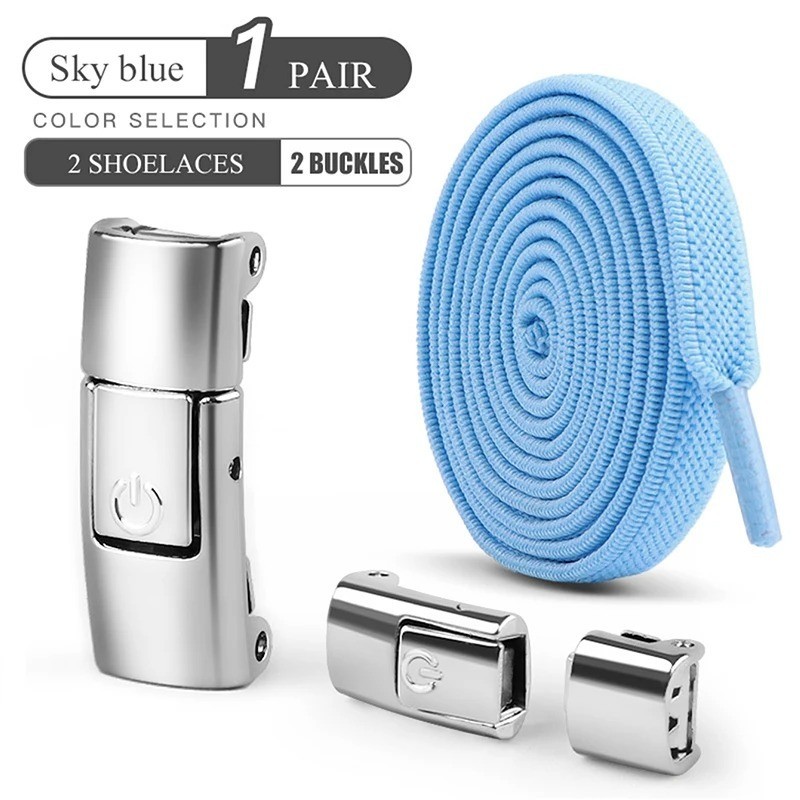 8mm Elastic No Tie Shoelaces Press Lock Flat Laces Kids Adults Sneakers
