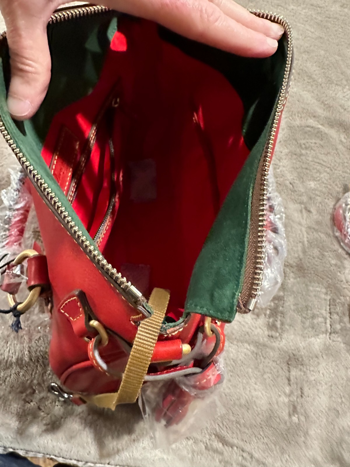 Dooney & Bourke Red Florentine Leather Bristol Satchel Purse with Tassel NWT