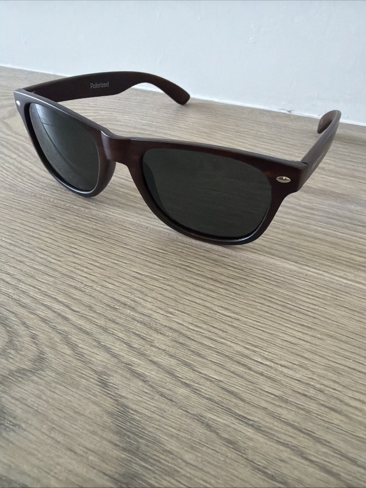 Shady Rays Classic Polarized Sunglasses CL-10 Wood Grain Timber Black Lenses