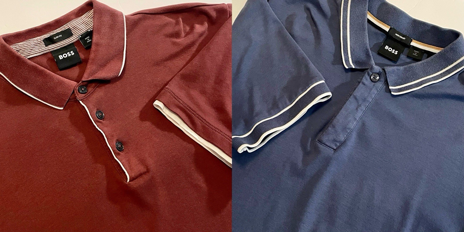 BOSS By Hugo LOT Of 2 PoloShirts Cotton S/Sleeve Mens•M Logo Lightweight Soft