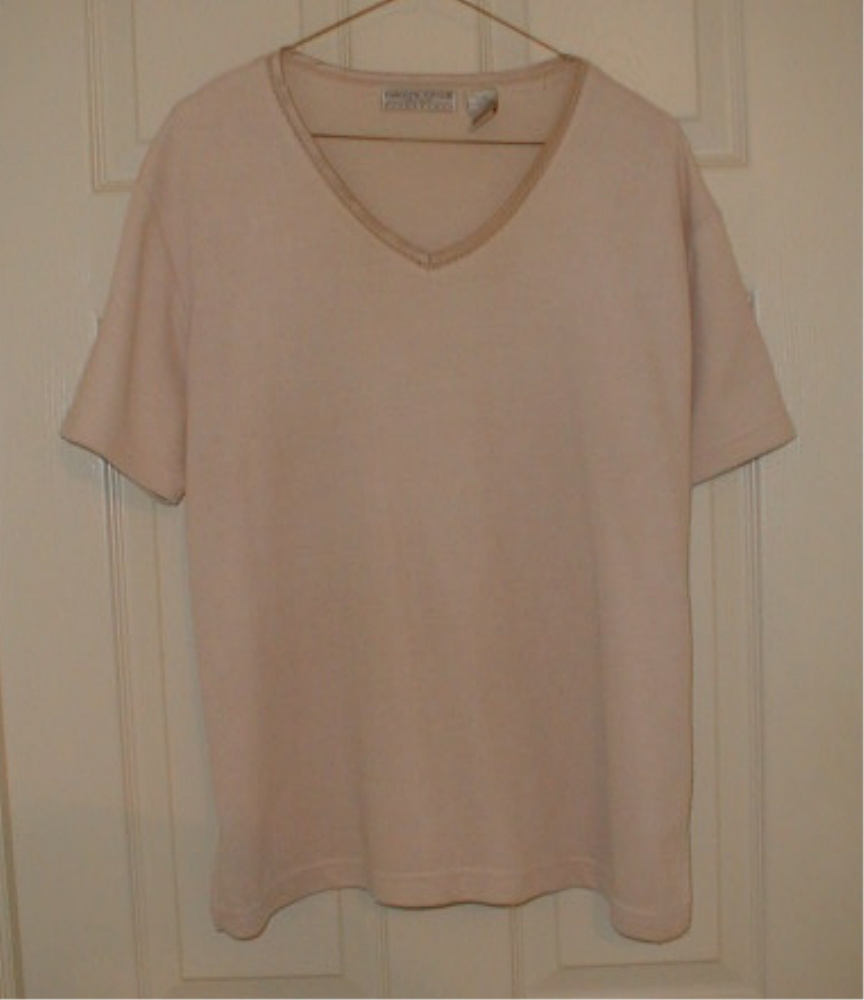 Cute Cutout Neckline Beige Top Size L Large