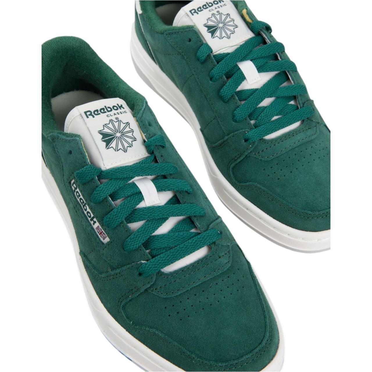 Reebok Phase Court Shoes Green Leather Suede Sneakers Unisex Sz 6.5 to 9 Casual