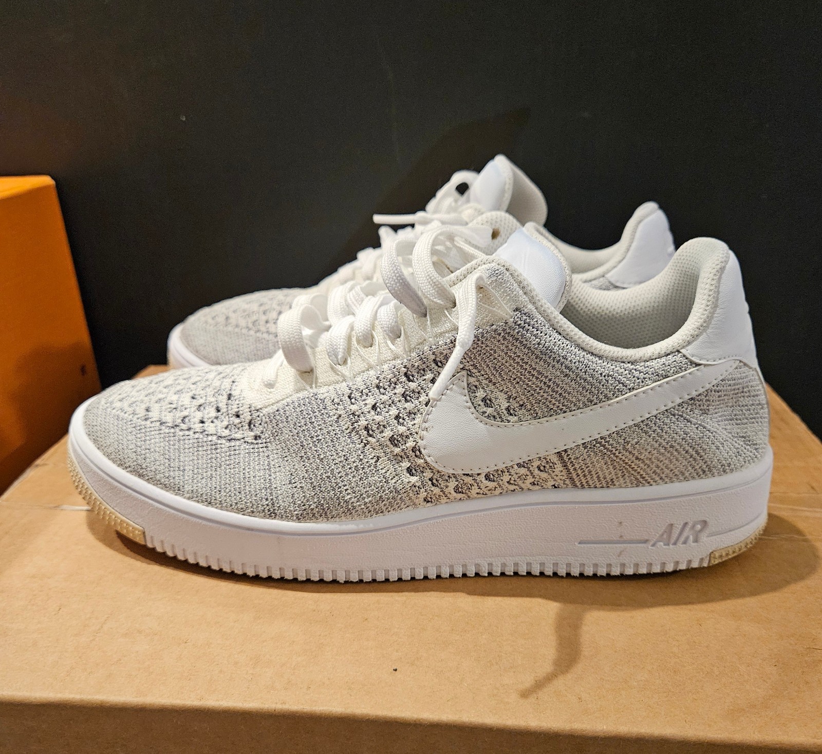 NIKE 2015 AIR FORCE 1 LOW 817419-006 FLYKNIT COOL GREY US 10.5