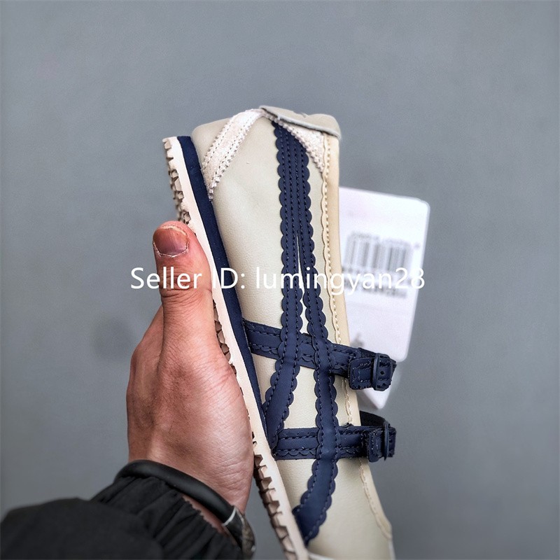 Vintage ONITSUKA TIGER MEXICO 66 TGRS BALLET FLATS Beige Navy Blue 1182A678-200