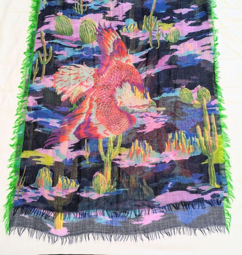 ETRO Nikita Fabro Cashmere Fringe Scarf 78×24 inches Italy Natural