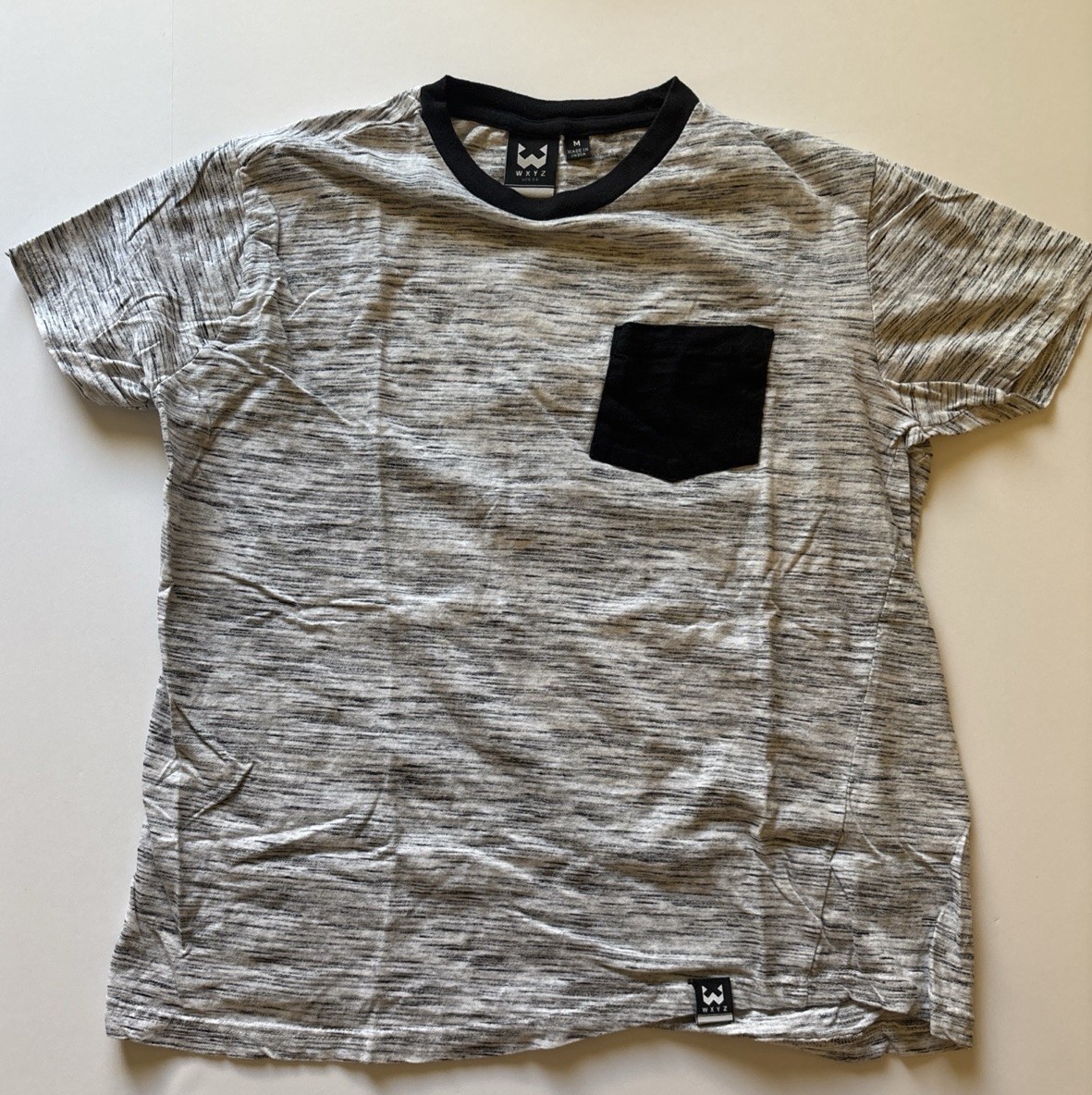 Men’s WXYZ Pocket Tee Medium Gray Designer Cruise Wear Short Sleeve Shirt