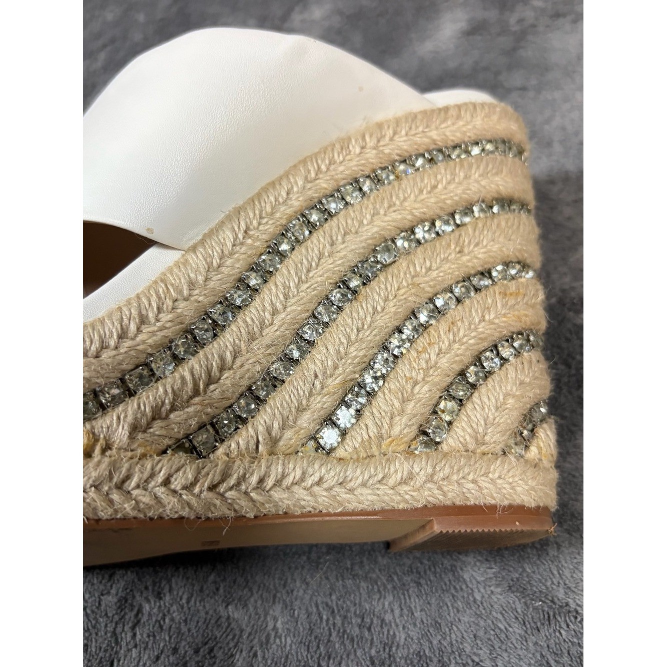 Charles By Charles David White Cross-Strap Espadrille Wedge Mules