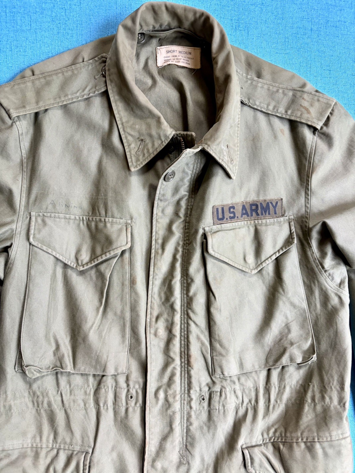 Vintage 1958 US Army M-51 Field Jacket Short Medium M1951 Korean War OG-107