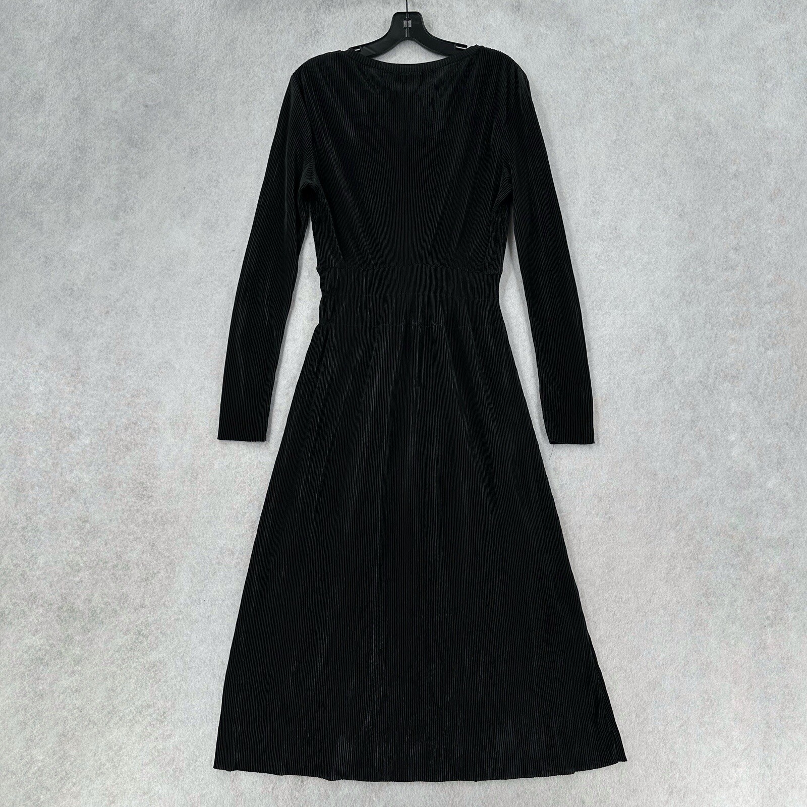 Zara Witchy Gothic Maxi Pleated Dress Womens MED Black Romantic Flowy Whimsygoth