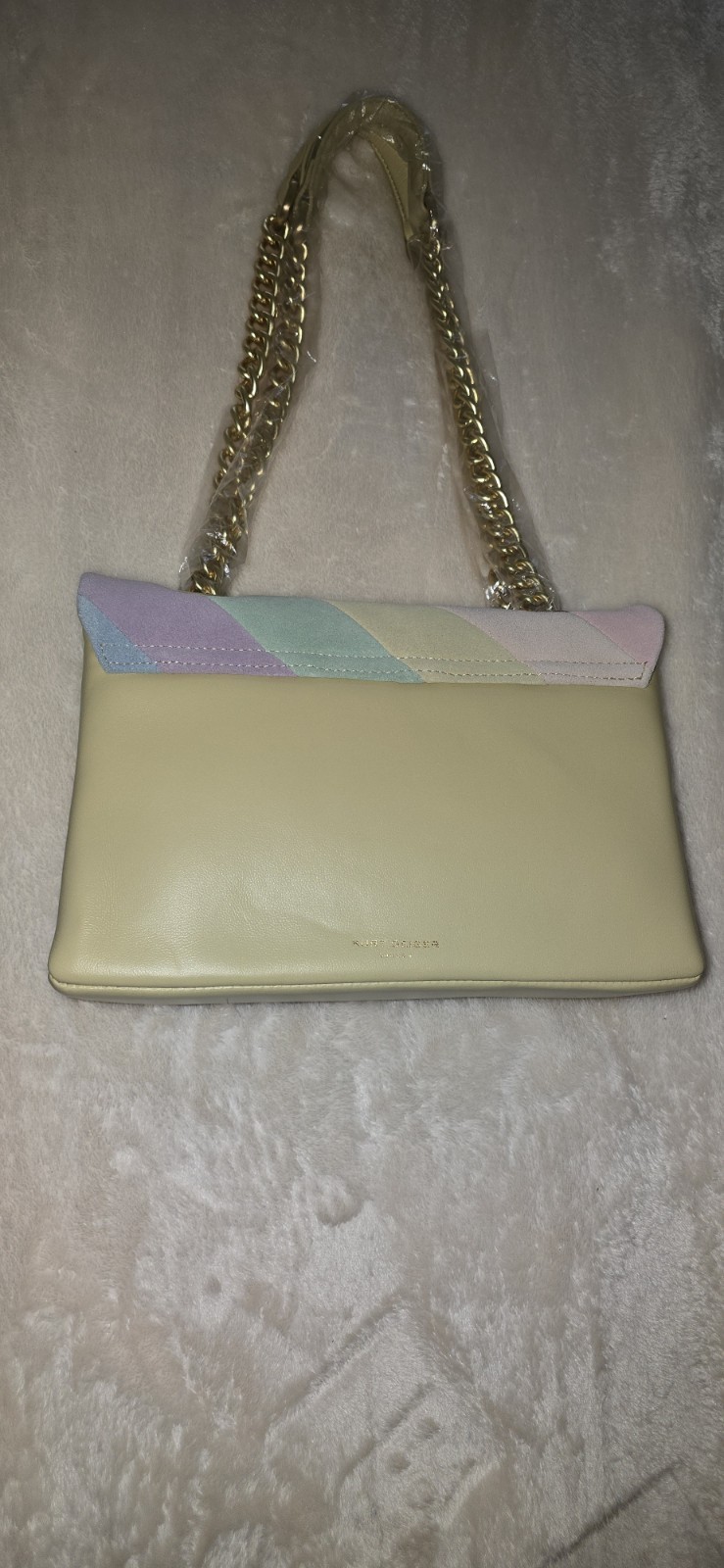 Kurt Geiger Kensington Multicolor Striped Shoulder Bag Gold Chain + Dust Bag