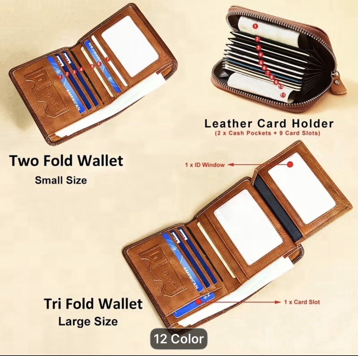 Genuine Leath Top Layer Cowhide Vintage Short Multi Function Credit Card Holder,