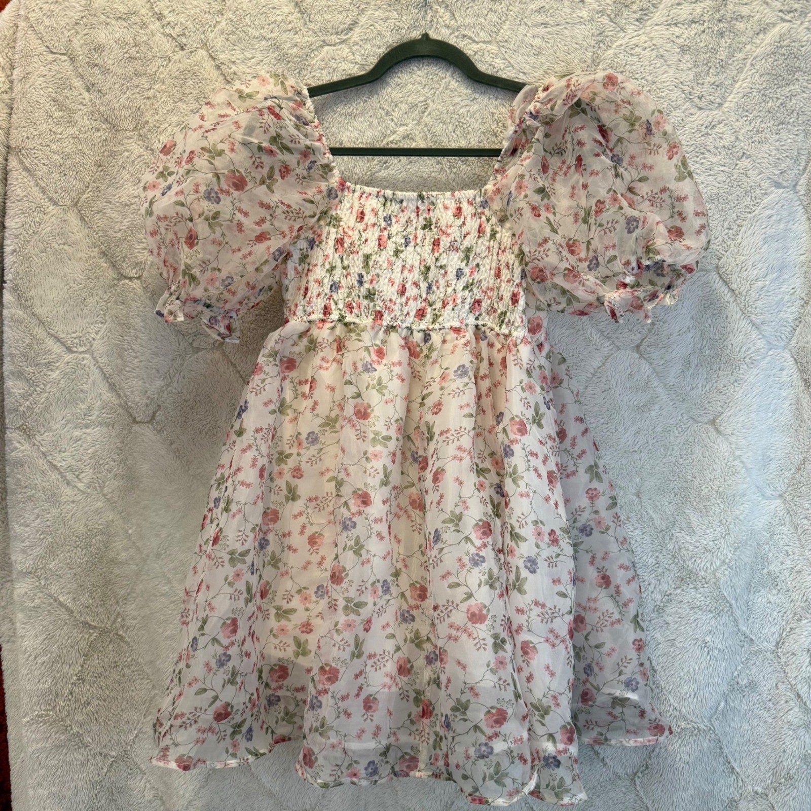 Coquette Cottagecore Floral Puff Sleeve Babydoll Dress Milkmaid Audrey Parks S