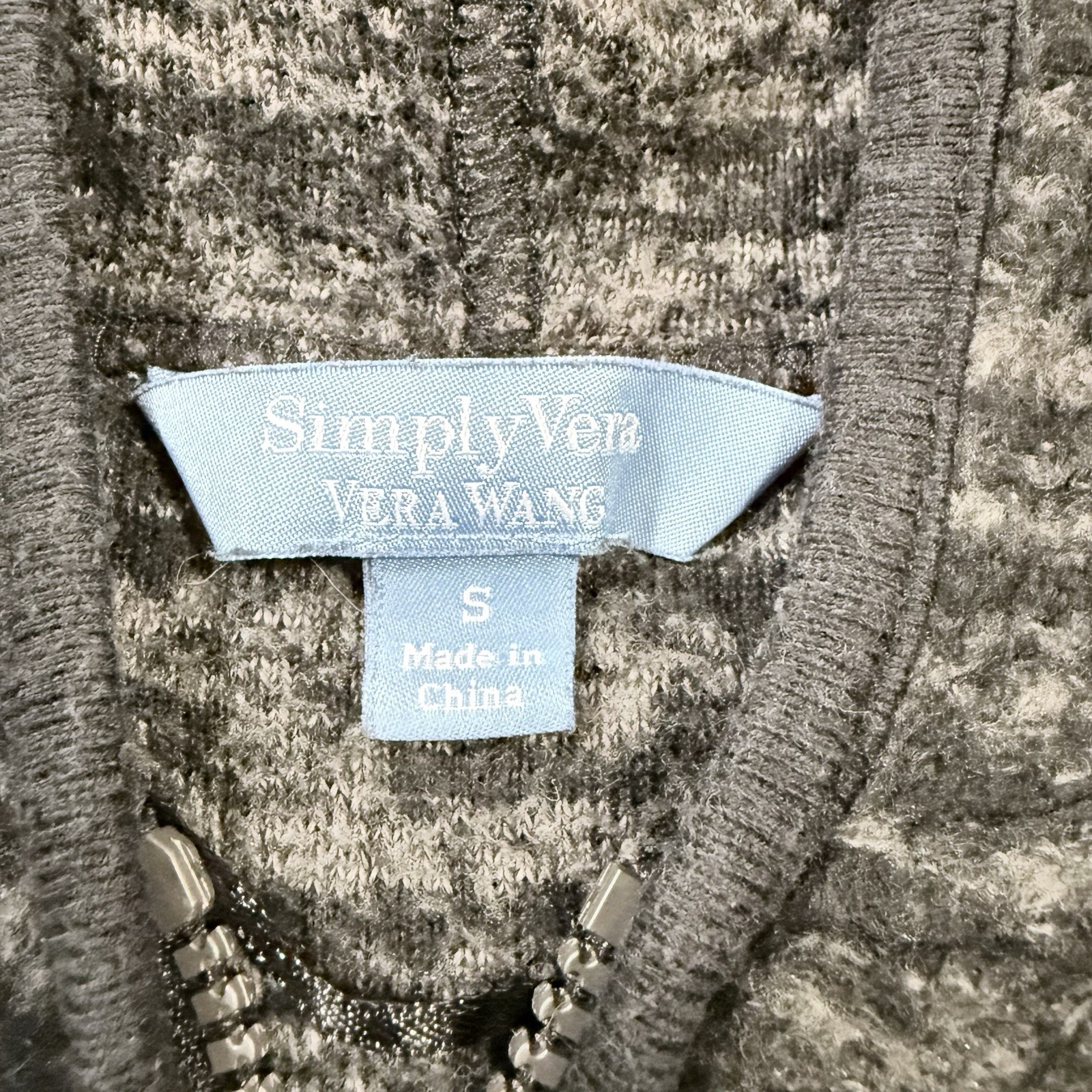 Simply Vera Vera Wang Women’s Heathered Gray Full Zip Fleece Hoodie Pockets S