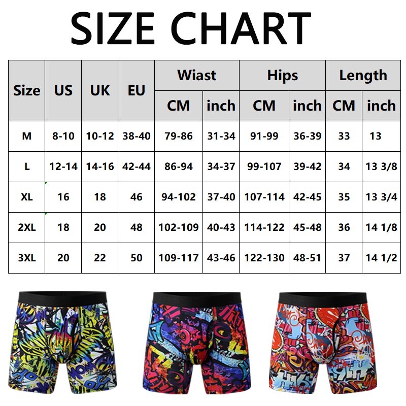 3 PACK Mens Long Leg Boxer Shorts Anti Chafing Underwear Comfort Briefs Trunks