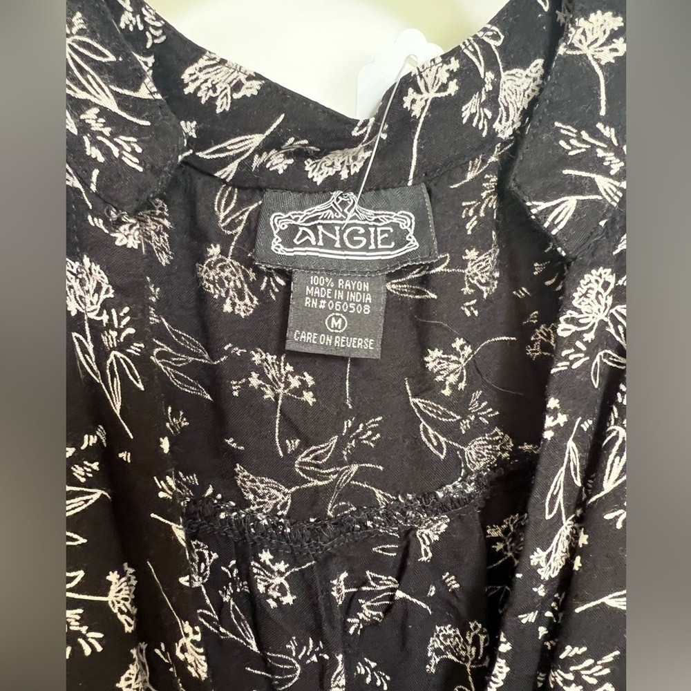 Angie Black and White Floral Long Sleeve Dress (Medium)
