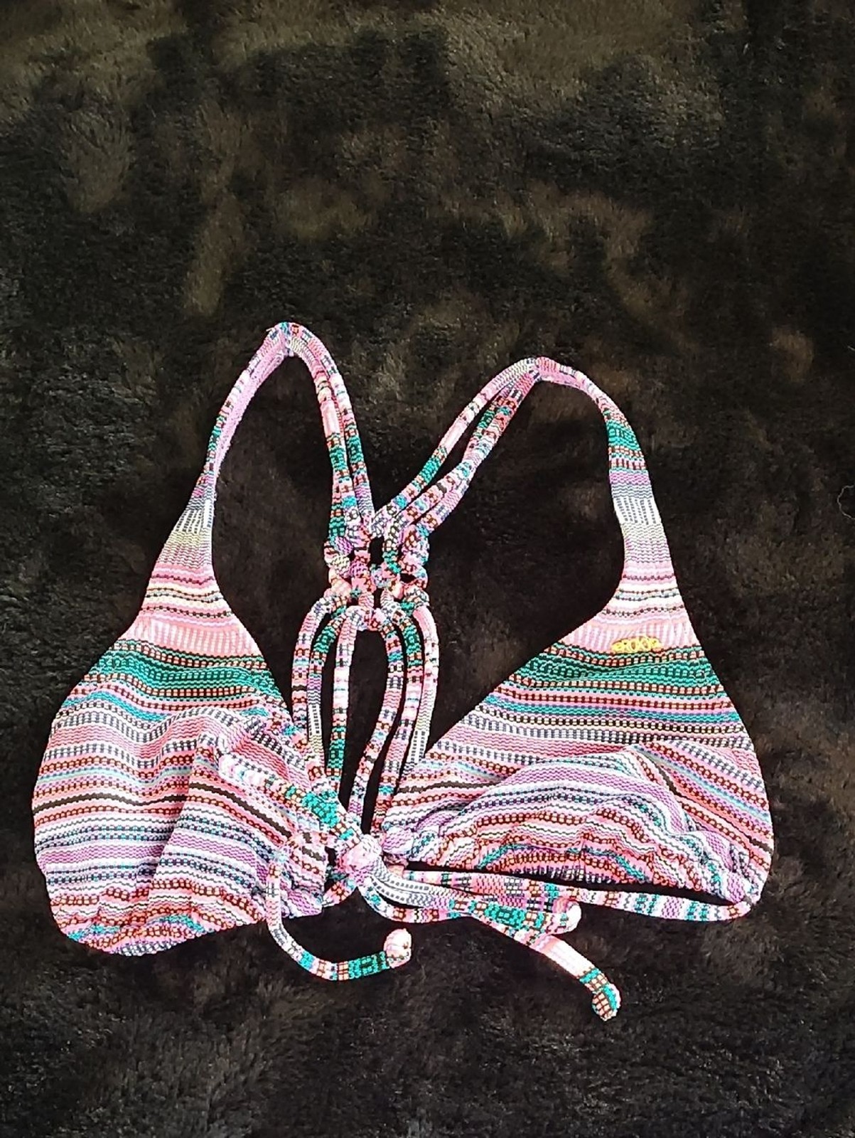 Roxy Pink Multicolor Striped Bikini Top