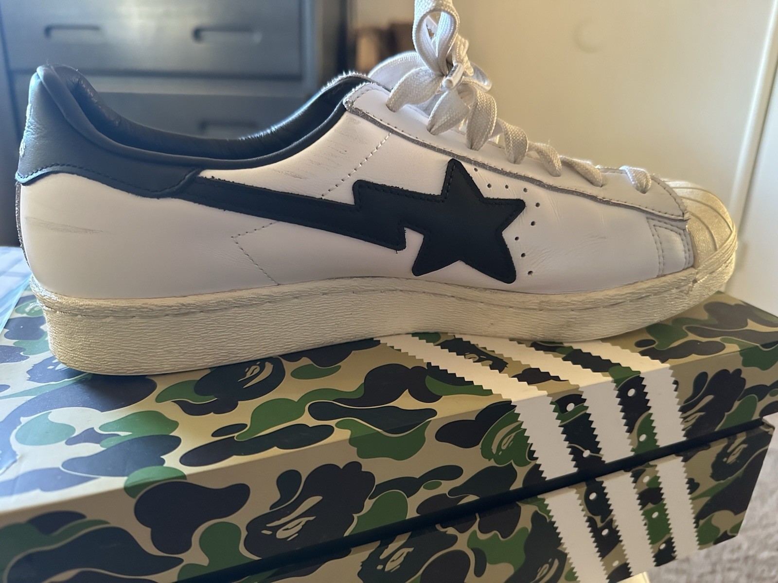 Adidas Superstar 80s men’s Bape White Black Size 9.5 Used