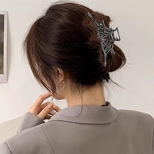 1Pcs Halloween Hair Clips Strong Holds Spider Web Design Hair Black Spider Web