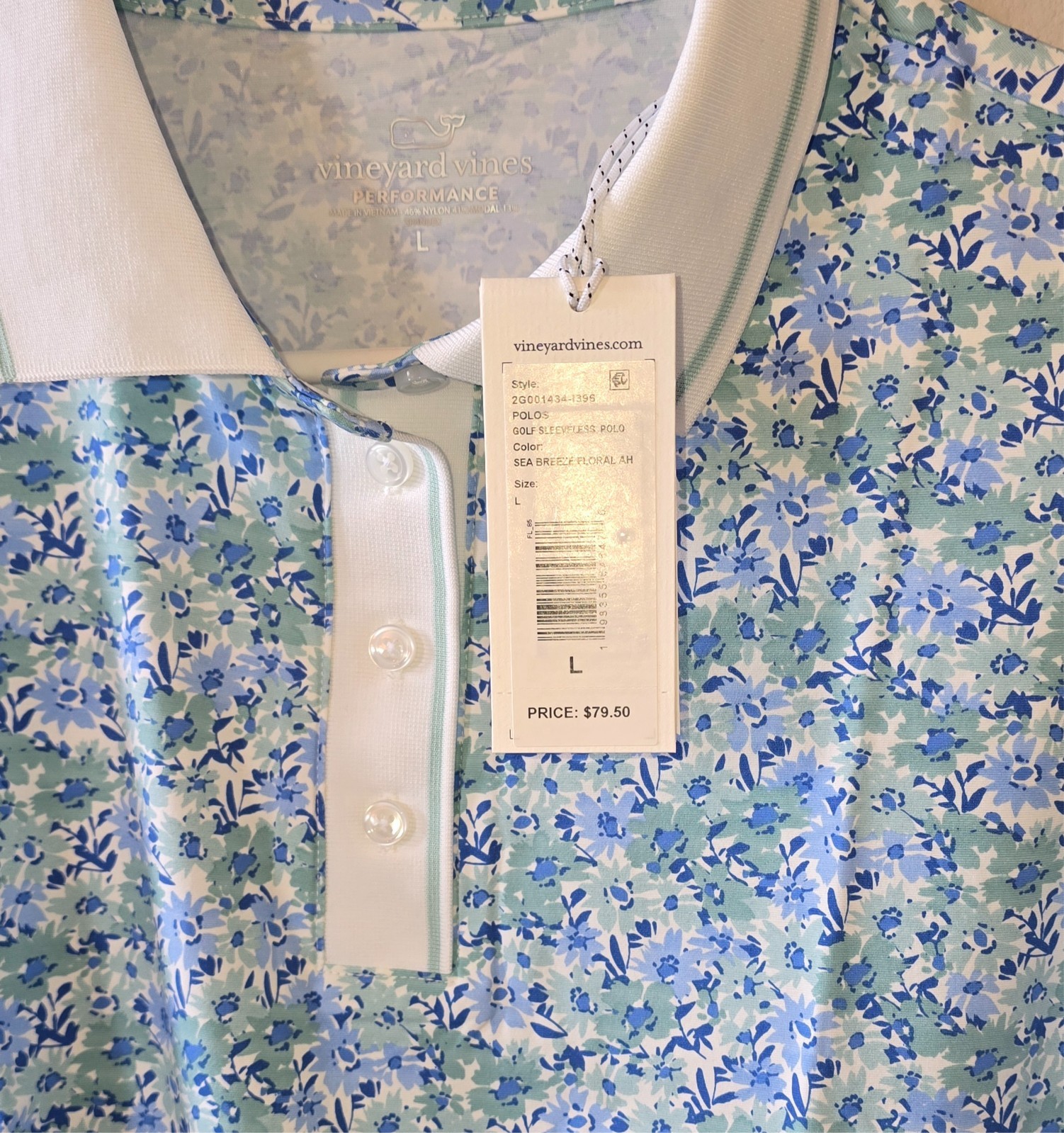 Vineyard Vines Women L Performance Sleeveless Polo Navy Golf Tennis NWT