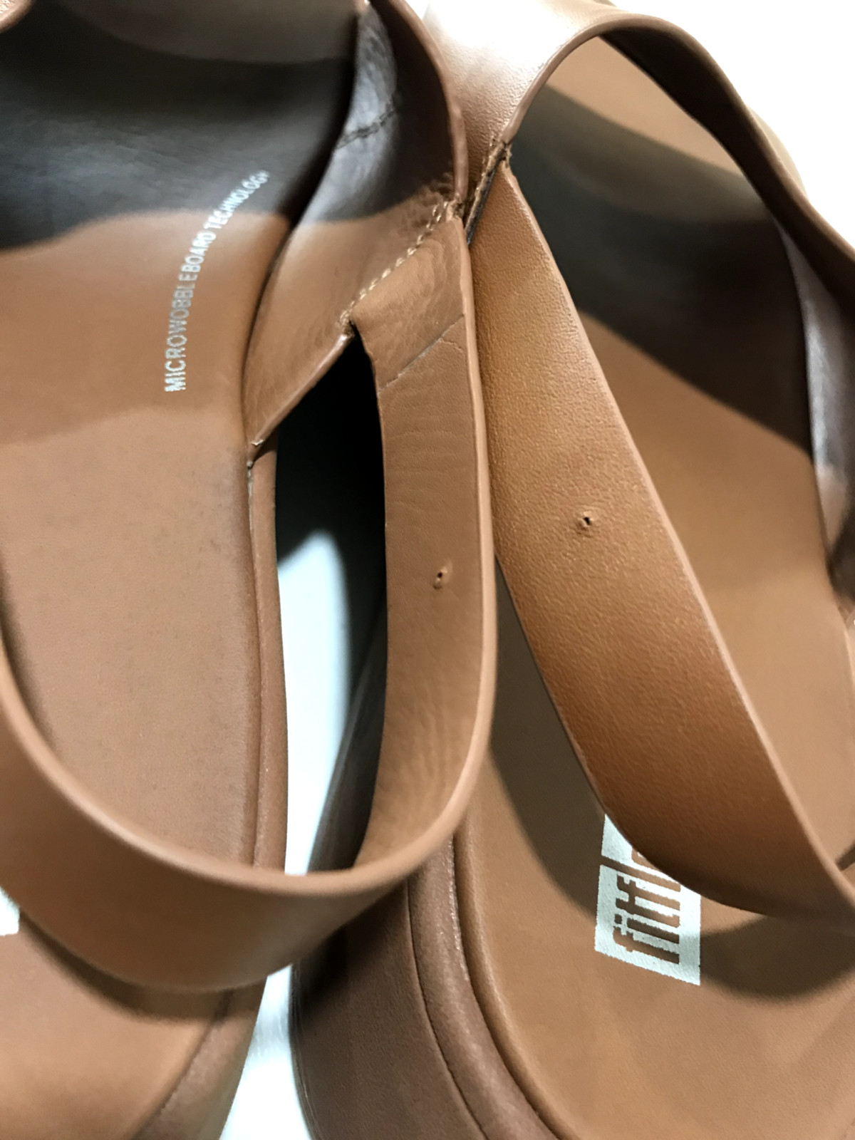 Fitflop F-Mode Tan Leather Platform Back Strap Sandals Women’s Size 10