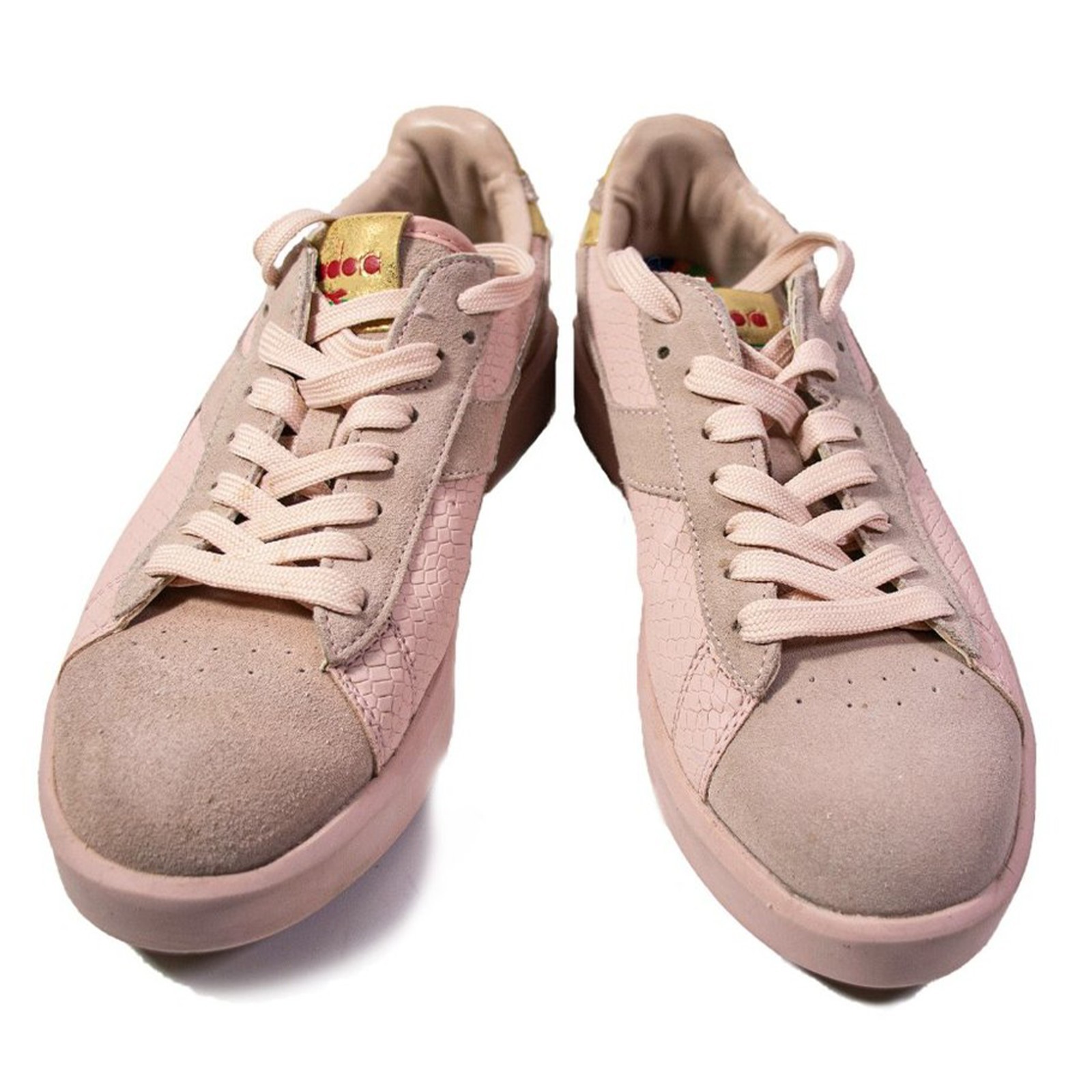 Women’s DIADORA Game Wide Xmas Sneakers Pink Blush Snake-Print Leather 10W