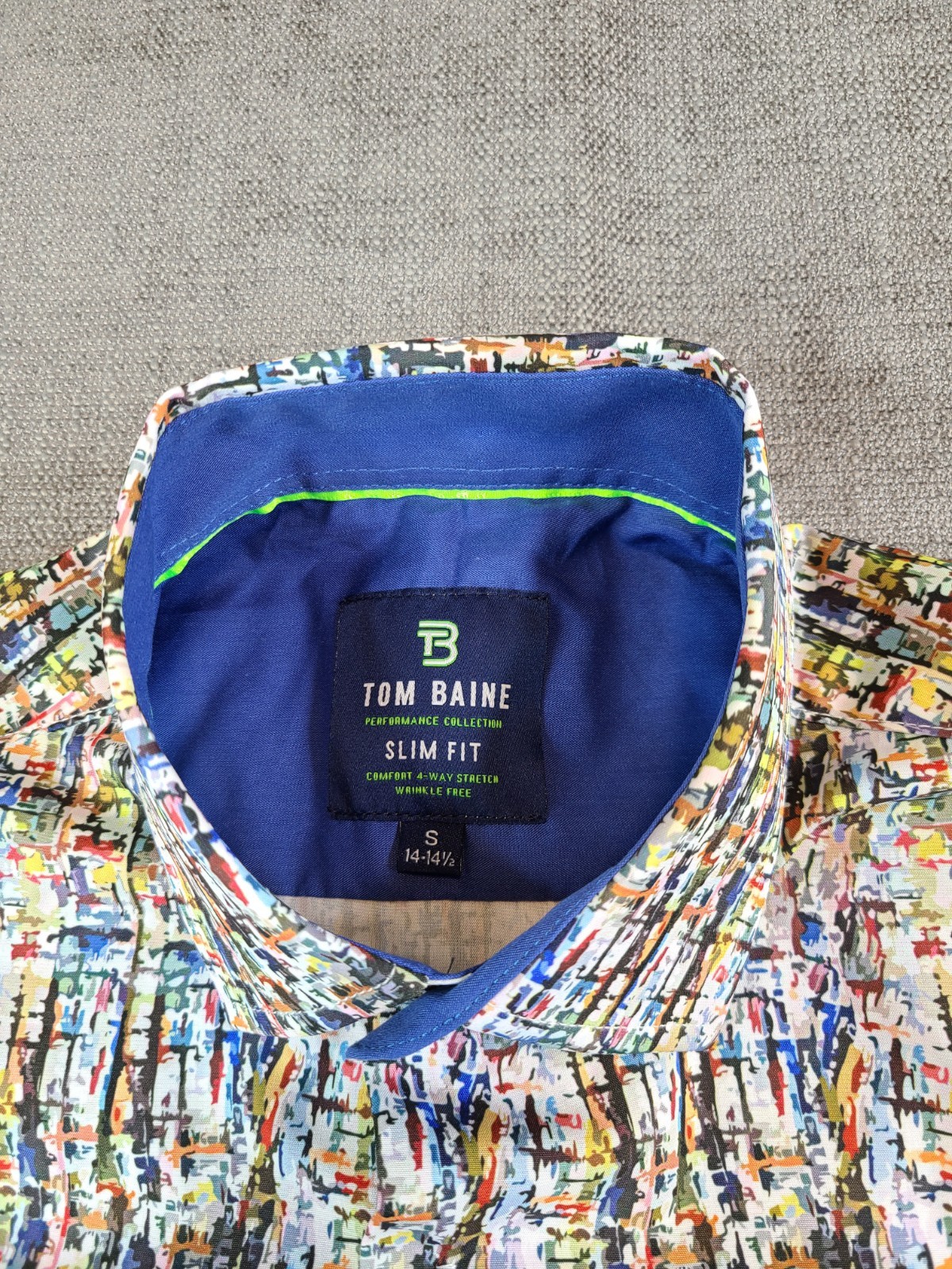 *NWT* Tom Baine Shirt Men S Colorful Performance Slim Fit Stretch Long Button Up