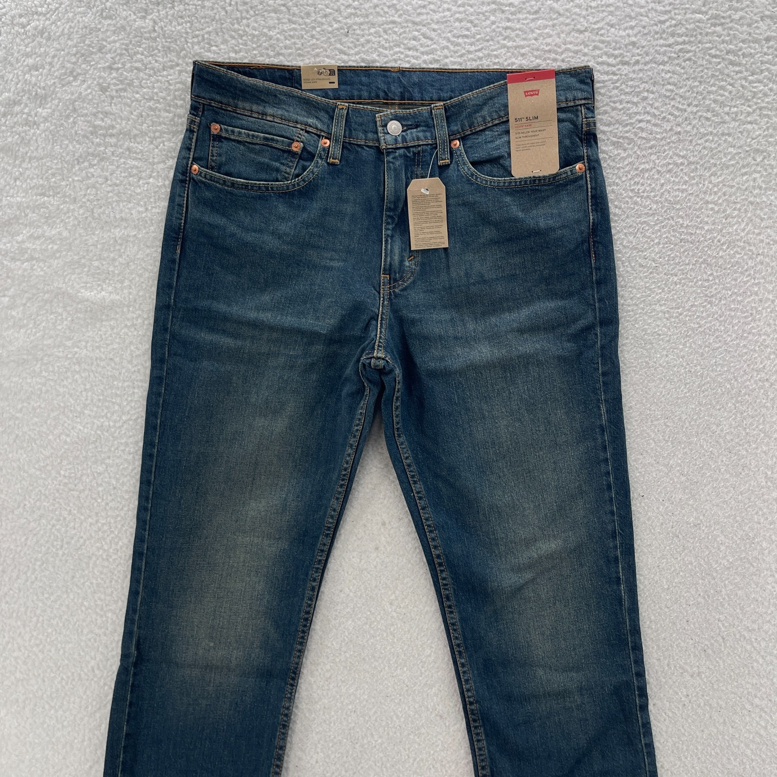 Levis 511 Jeans Mens 34×32 Blue Slim Fit Dark Wash Stretch Preppy Grunge NEW
