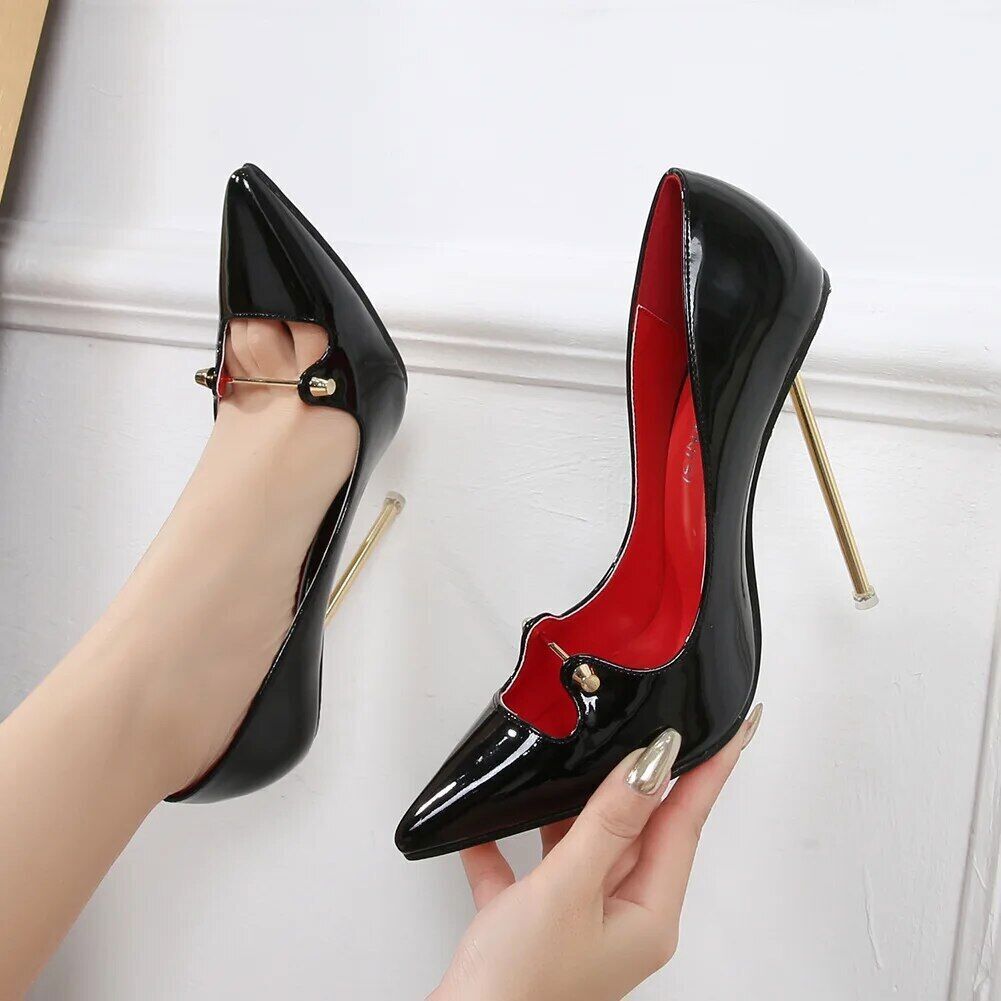 12cm Women Shallow Mouth High Heeled Metal Heel Stilettos Party Shoes Club Pumps