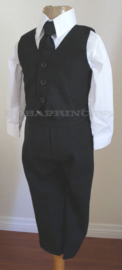 5 PCS Formal BLACK SUIT SET Boys 2/3/4/5/6/7 Wedding/Graduation/Holiday NEW