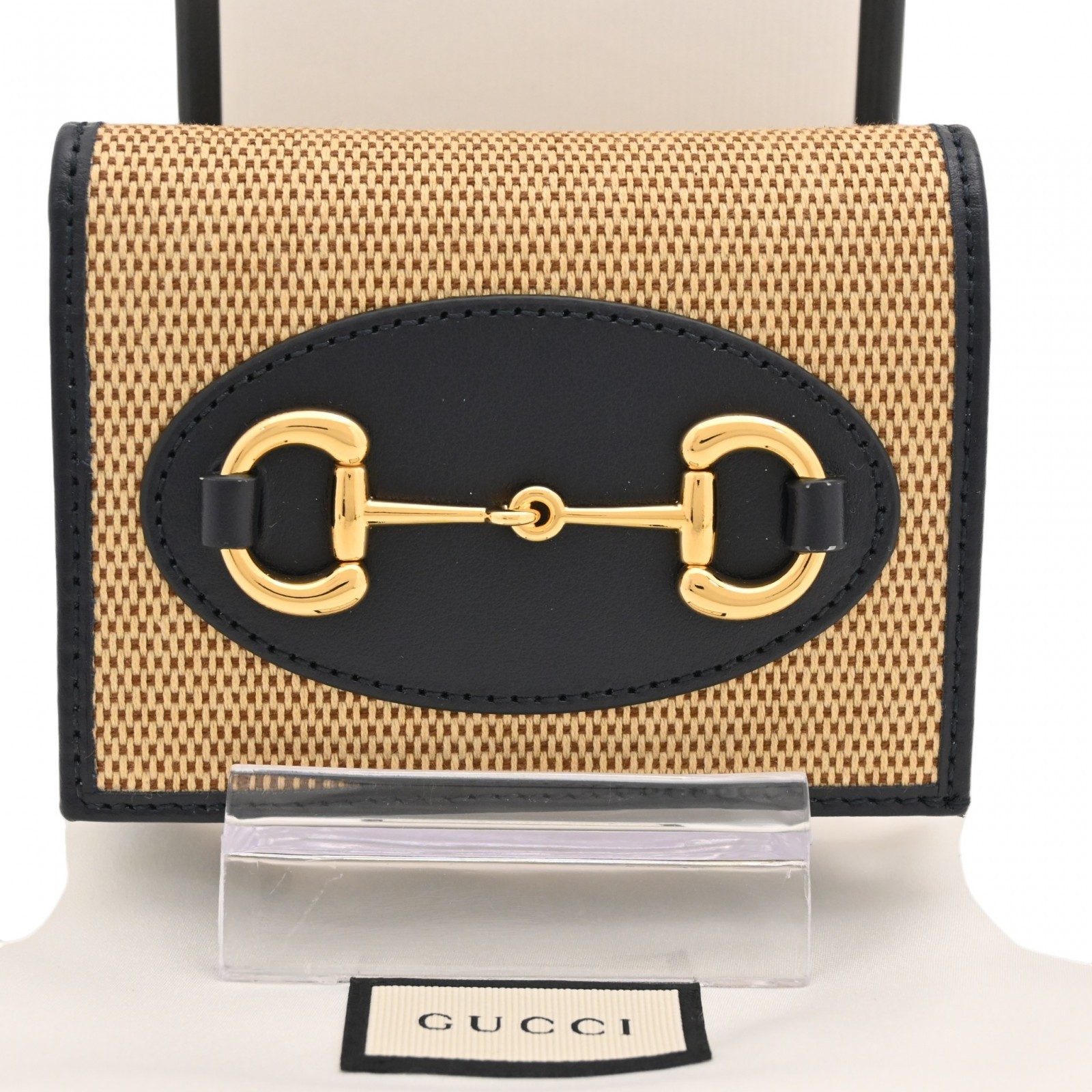 Auth GUCCI Horsebit Compact Wallet Bi Fold Wallet gu9834nr