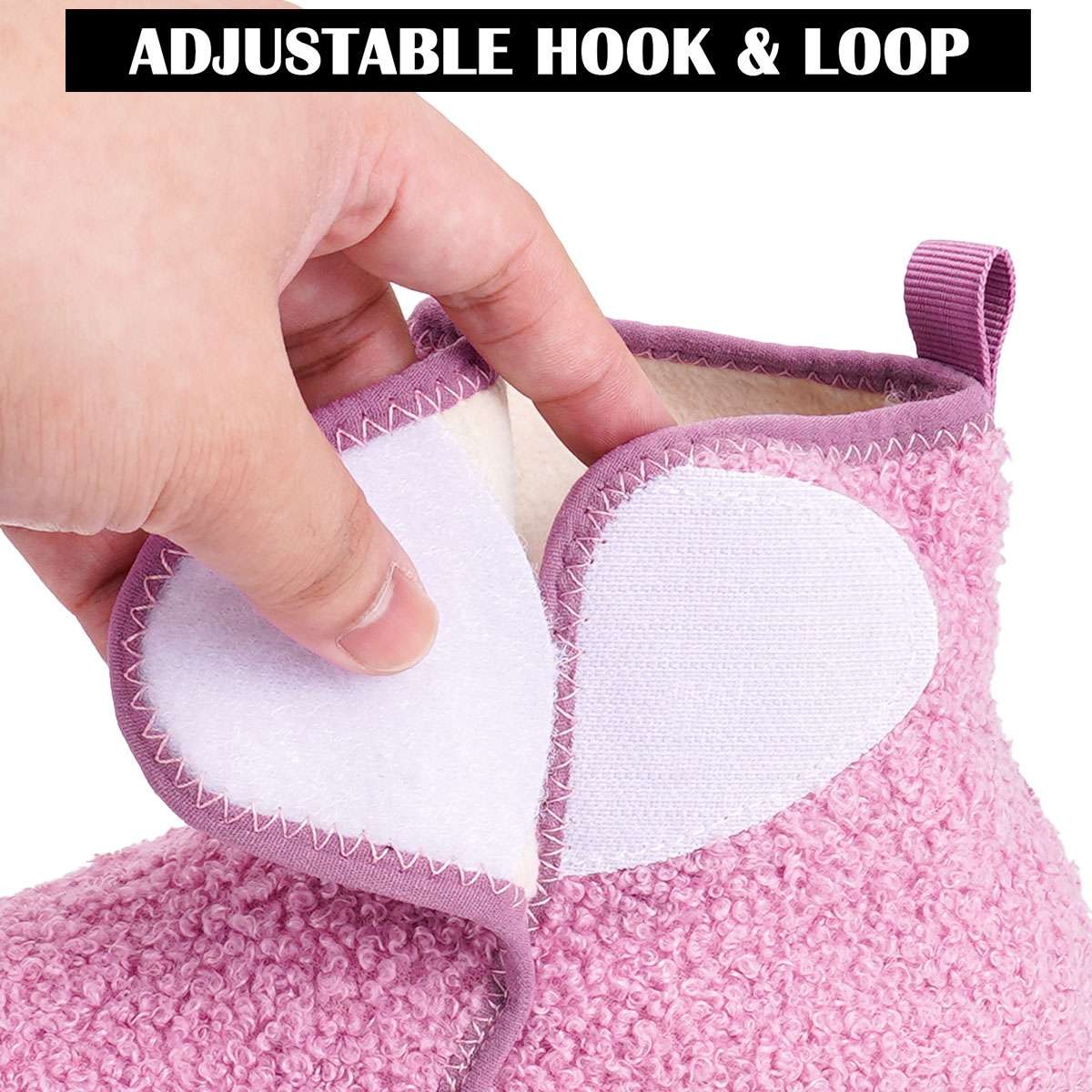 Womens Teddy Fleece Indoor Booties Slippers Cozy Soft Sole House Shoes Non Slip