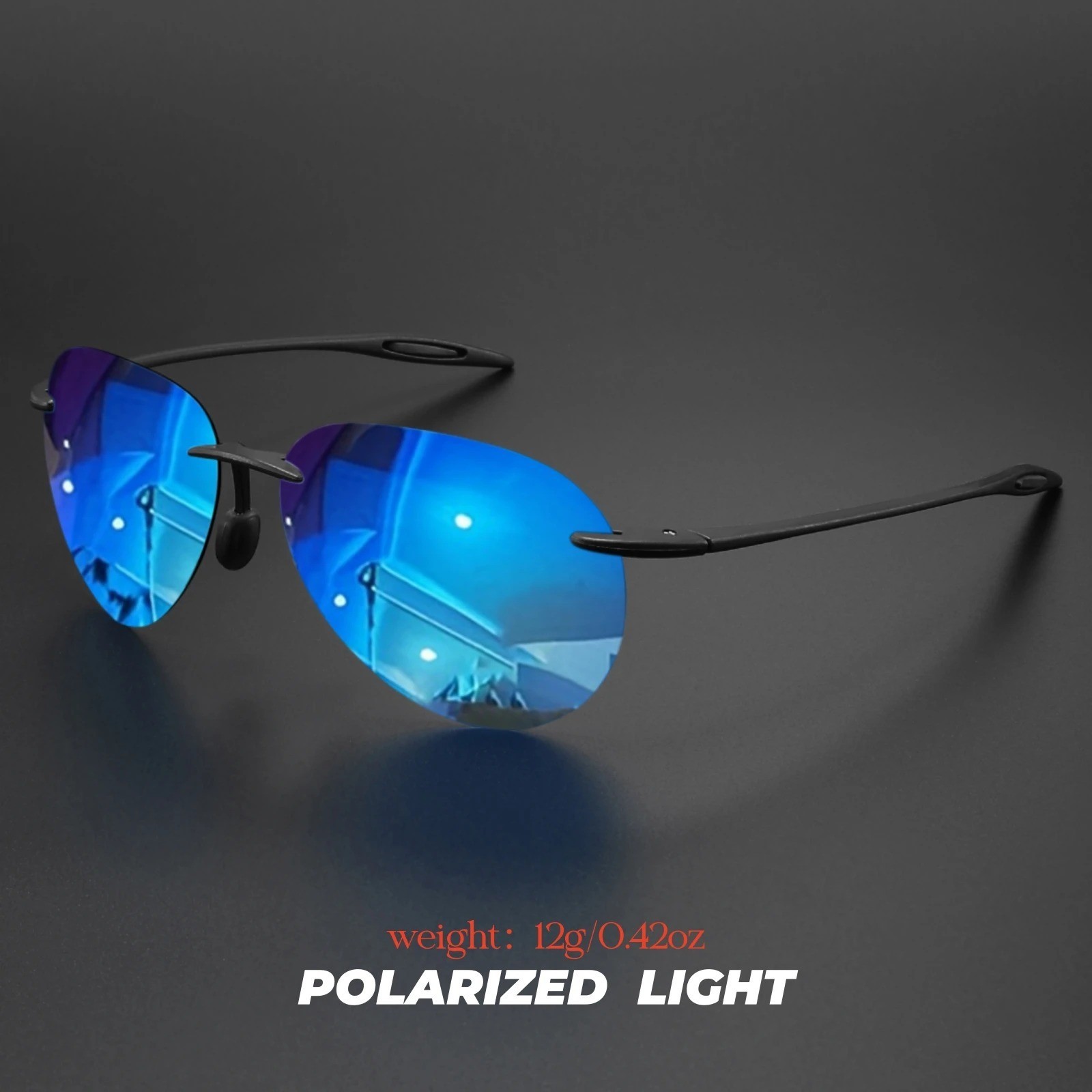 Rimless TR90 Sunglasses Polarized UV400 Lenses Lightweight Outdoor Men Glasses