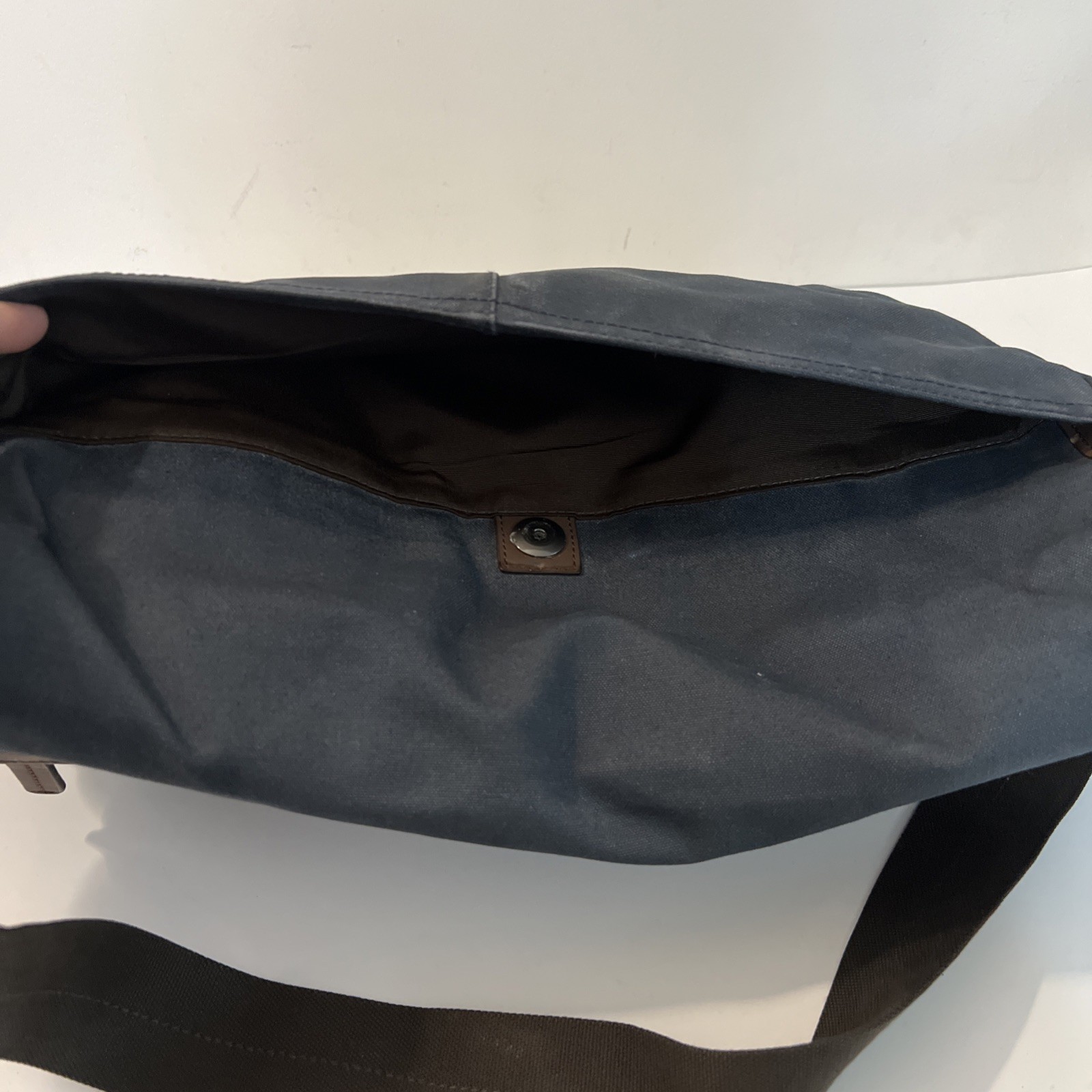 COACH Camden Messenger Bag Brown Grayish-blue Canvas Leather Trim 70829