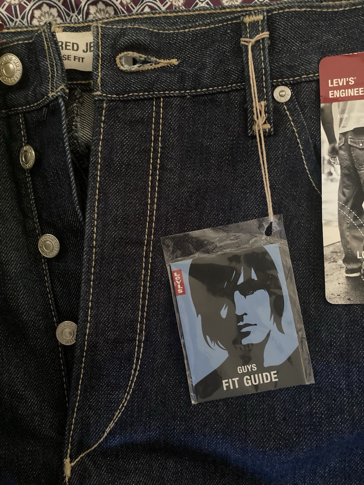 Vintage LEJ 2003 Y2K Levi’s Engineered Jeans Loose Flap Pocket W36x34 Grunge NWT