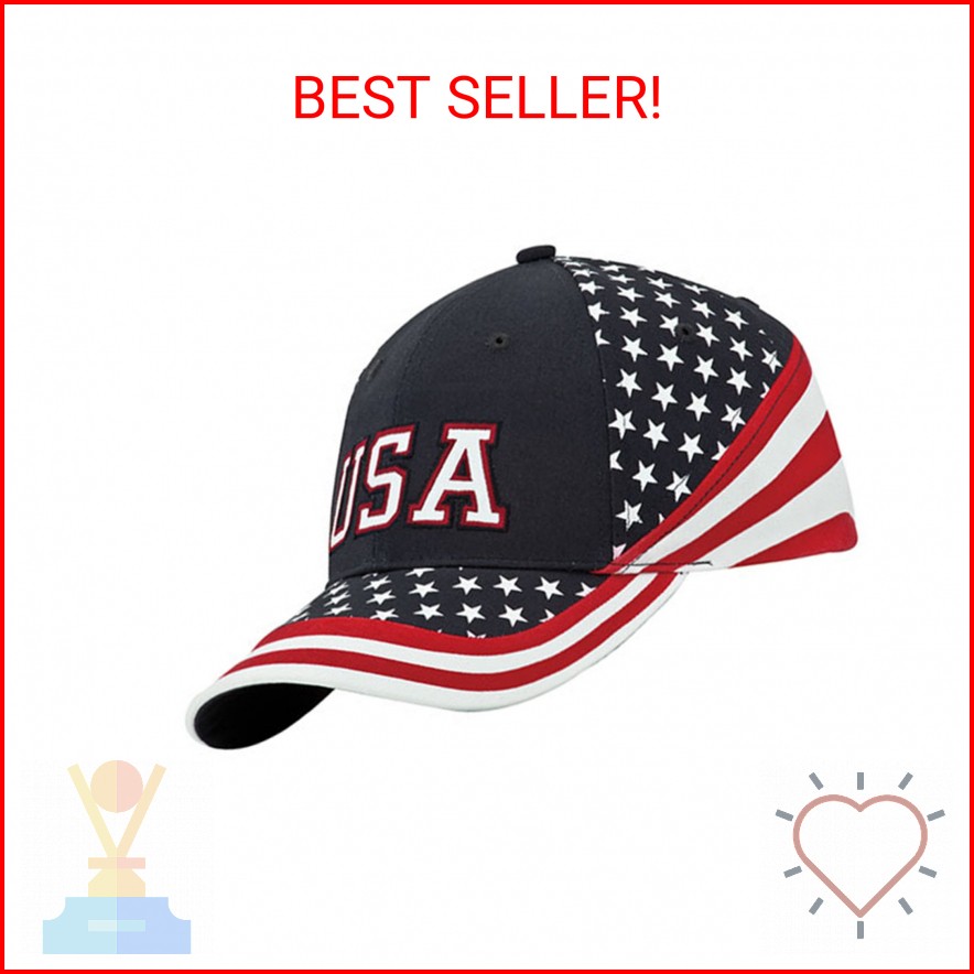 MG Washed Cotton Twill Stars & Stripes USA Ball Cap Hat USA Flag Cap