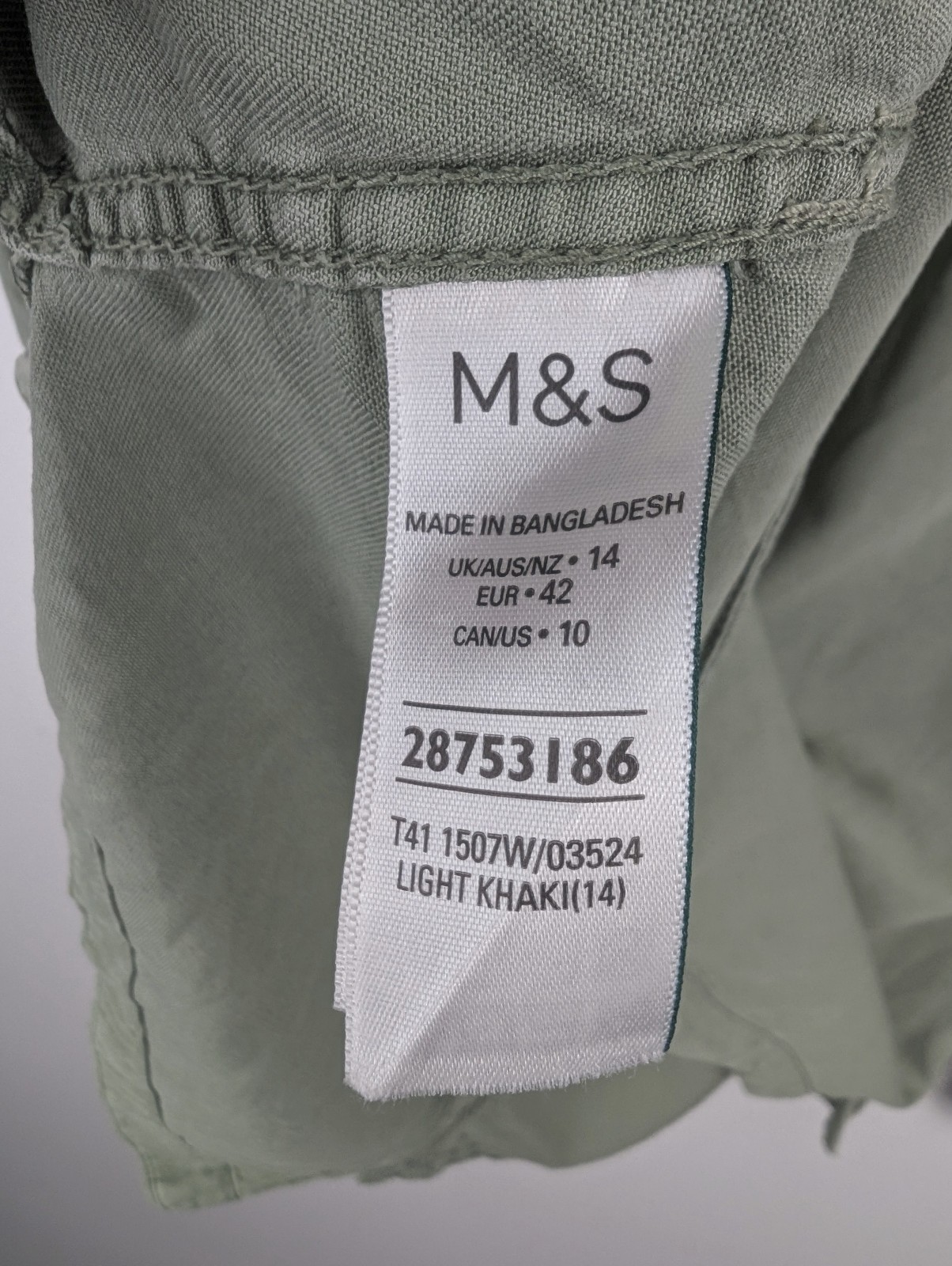 M&S Collection Lyocell Shirt | Womens UK 14 | Light Khaki Green Utility Blouse