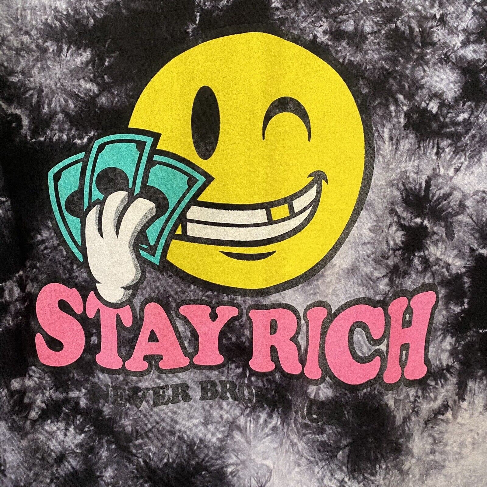 Popular Poison Stay Rich Tee Men’s Size L Tie Dyed Black Never Broke Again EUC