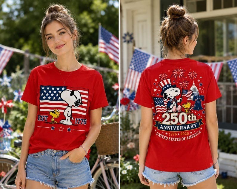 Snoopy America 250th Anniversary Shirt, Peanuts 1776 2026 Patriotic Tee