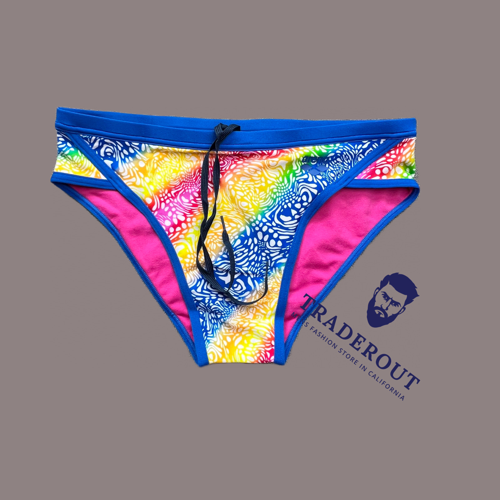 Arena men pink rainbow swim brief bikini swimwear size 30 32 34 36 38