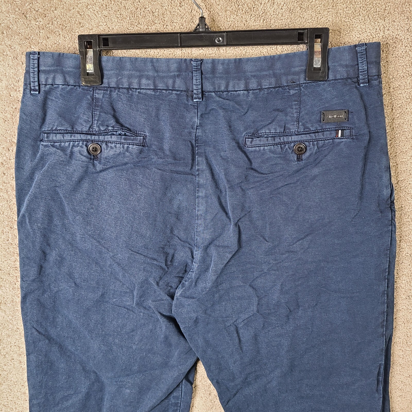 Strellson Pants Men 33×25 Blue Biant Loose Fit Chino Flat Front Cotton Blend