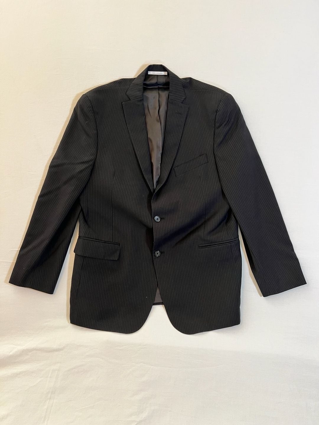 Murano Collezione Men’s Black Pinstripe Two-Button Blazer Jacket 43R