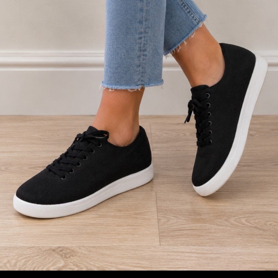 Atoms Model 000 Black White Mesh Low Top Sneakers Womens 8.25 Mens 6.75